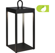 Schwarze LED-Tischleuchte mit Tragegriff und Energiespar-Symbol