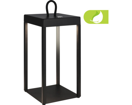 Akku Tischlampe Laterne Luca 5 W schwarz Schwarze LED-Tischleuchte mit Tragegriff und Energiespar-Symbol