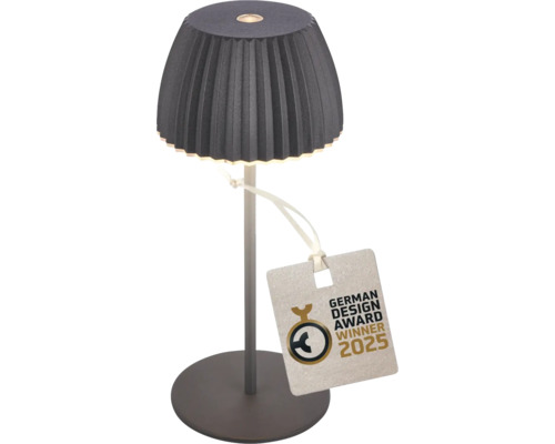 Akku Tischlampe Riffle LED 1,5 W anthrazit Tischleuchte mit German Design Award Winner 2025 Siegel