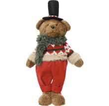 Ours en peluche avec haut-de-forme, écharpe, pull et pantalon