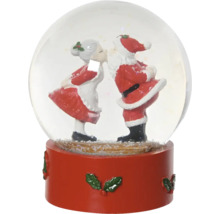 Schneekugel mit Weihnachtsmann und Weihnachtsfrau beim Küssen