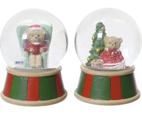 Weihnachtsdekoration Schüttelkugel 10x10x13 cm Zwei Schneekugeln mit Weihnachtsmotiv