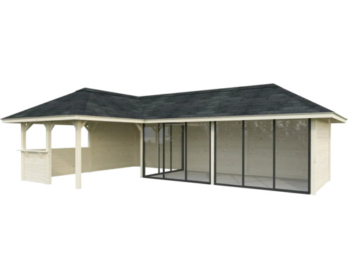 Pavillon Tonnelle Palmako 876 x 588 mm bois Abri de jardin en bois avec toit et éléments de fenêtre