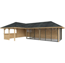 Pavillon de jardin en bois avec toit et fenêtres