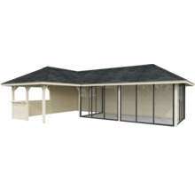 Pavillon de jardin en bois avec toit et vitrage