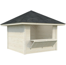 Kota de grill en bois avec toit en bardeau bitumé