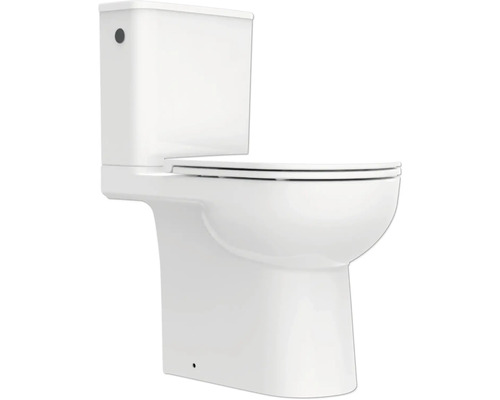 WC au sol blanc avec réservoir