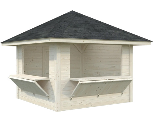 Pavillon de jardin en bois avec toit et comptoirs pliants