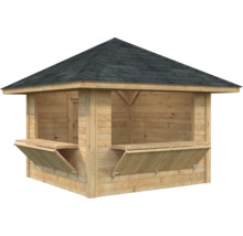 Pavillon de jardin en bois avec toit et fenêtres à guillotine