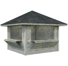 Maison de jardin en bois avec volets rabattables et toit en bitume