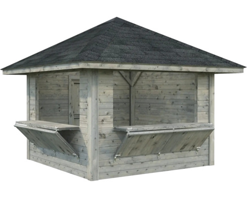 Maison de jardin en bois avec volets rabattables et toit en bitume