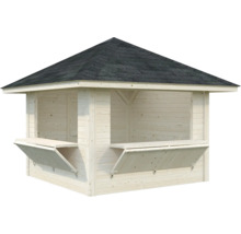 Bar en bois avec tables pliantes et toit