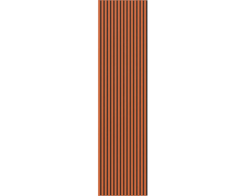 Panneau acoustique Fjordwall Linoleum orange 2400 x 600 x 20 mm Panneau mural avec lamelles en bois pour la décoration murale
