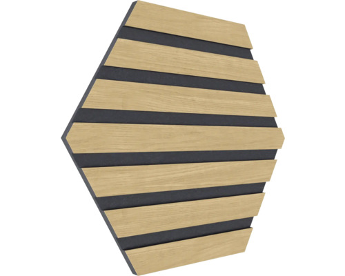 Panneau acoustique hexagonal avec lattes en bois