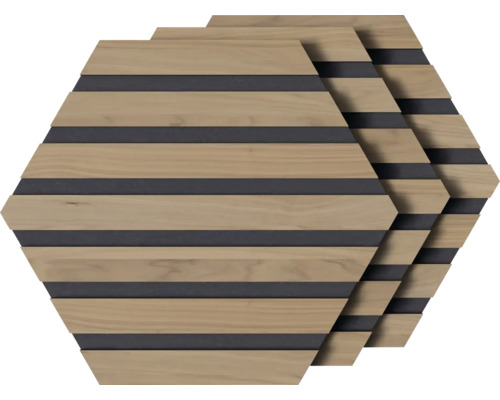 Panneaux hexagonaux en bois avec des bandes sombres