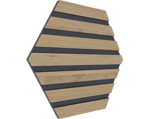Panneau acoustique hexagonal avec des nervures en bois