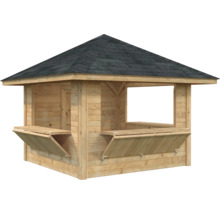 Abri de jardin en bois avec toit et comptoirs pliants