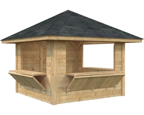 Abri de jardin en bois avec toit et comptoirs pliants