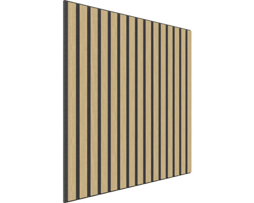 Panneau acoustique avec lamelles en bois et feutre foncé