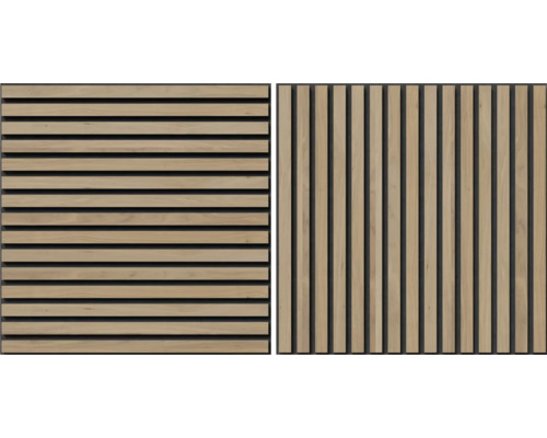 Deux panneaux en bois avec des designs différents pour le revêtement mural ou de plafond