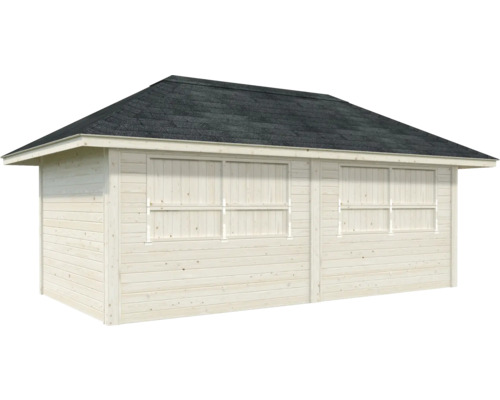 Abri de jardin en bois avec fenêtre fermée et toit en bitume