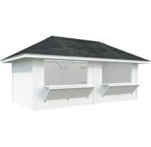 Pavillon de jardin blanc avec bardeaux de toiture