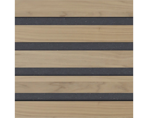 Panneau en bois avec de fines plaques acoustiques sombres