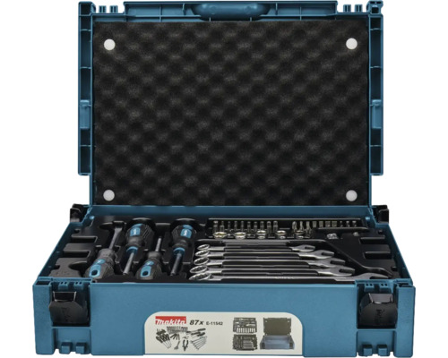 Makita Kit de boîte à outils MAKPAC 87 pièces Coffret à outils Makita avec tournevis, clés et embouts