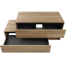 Meuble sous-lavabo avec deux tiroirs aspect bois