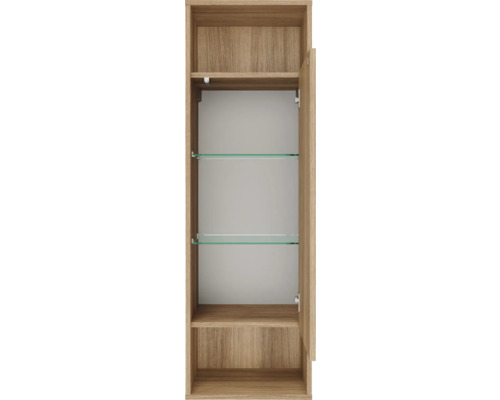 Offener Holz-Spiegelschrank mit Glasböden