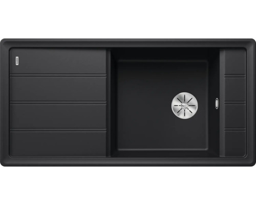 Évier noir avec égouttoir