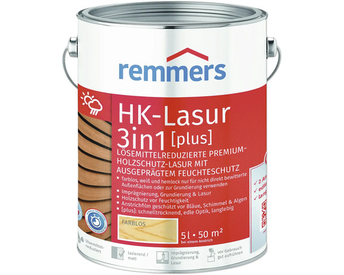 Remmers HK-Lasur 3en1 Lasure de protection du bois dans un seau de peinture