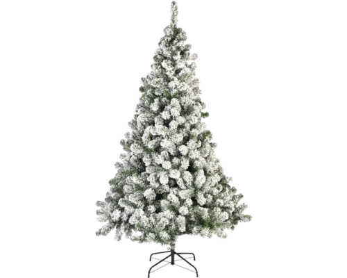 Arbre de Noël artificiel enneigé sur un support