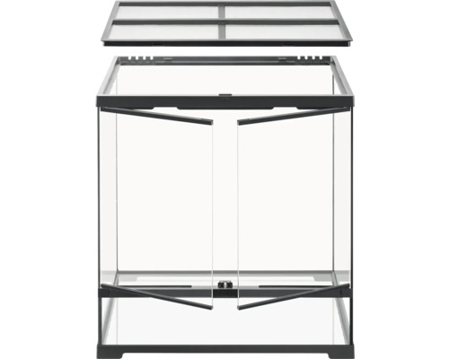 EXO TERRA Terrarium EX - Pro Terrarium™ Medium Tall 60 cm x 45 cm x 60 cm ohne Dekoration, Bodengrund und Technik Terrarium aus Glas mit doppelter Fronttür und Gitterabdeckung