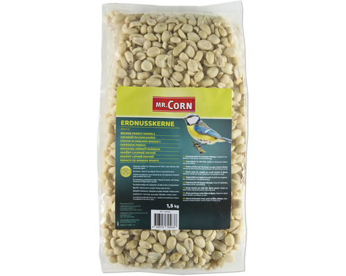 Nourriture pour oiseaux sauvages Mr. Corn arachides, noix nourriture à oiseaux pour toute l'année 1.5 kg Brisures de cacahuètes en paquet de 1,5 kilogramme pour oiseaux sauvages