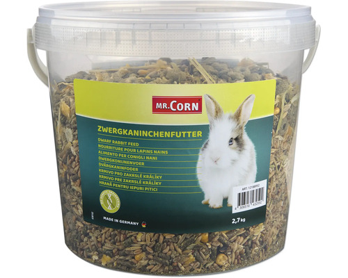 Nourriture pour rongeurs Mr. Corn lapins nains seau de 2,4 kg , sans OGM,