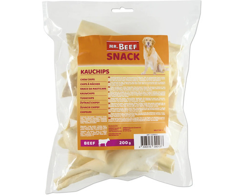 Friandise pour chiens Mr. Beef chips au poireau 200 g Mr. Beef Snack Kauchips pour chiens en paquet de 200 grammes
