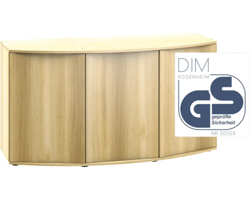 Holzunterschrank mit drei Türen und GS Zeichen für geprüfte Sicherheit