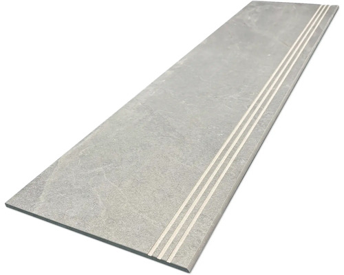 Carrelage pour marches en grès cérame fin MIRAVA NARVIK smoke lxLxe 30x120x0.85 cm Marche d''escalier en grès cérame avec trois rainures