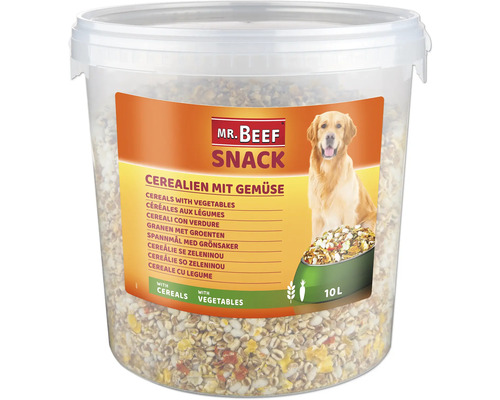 Mr.Beef Hundesnack Cerealien mit Gemüse 10 L Mr Beef Snack Getreide mit Gemüse für Hunde im Eimer