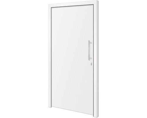 Porte intérieure blanche avec poignée et serrure en acier inoxydable