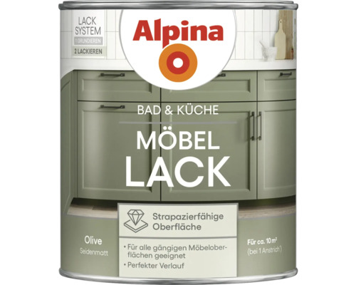 Alpina Möbellack Olive seidenmatt für Bad und Küche