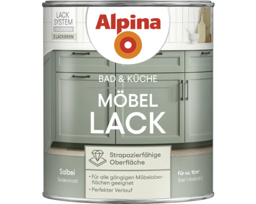 Alpina Möbellack Salbei Seidenmatt Dose für Bad und Küche