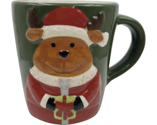 Tasse avec motif d''élan et bonnet de Père Noël