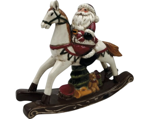 Décoration Père Noël sur cheval à bascule