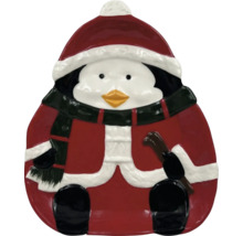 Assiette en forme de pingouin avec bonnet et manteau