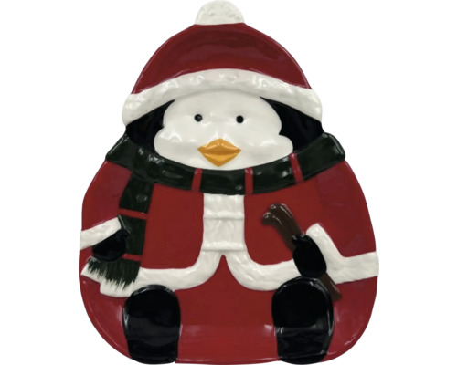 Assiette en forme de pingouin avec bonnet et manteau