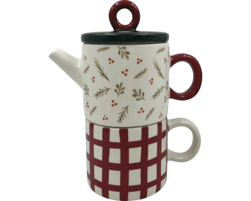 Théière avec tasse, empilées l''une sur l''autre
