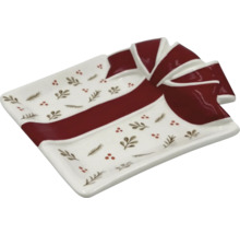 Plat rectangulaire décoratif avec motif de ruban et éléments floraux