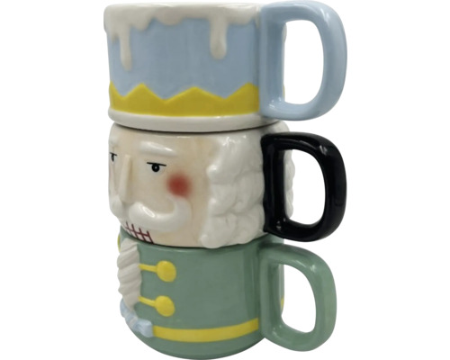 Trois tasses empilées avec motif casse-noisette